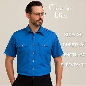 Christian Dior Men’s Blue Button-Up Shirt Size XL  Vintage Korea Made RARE FIND